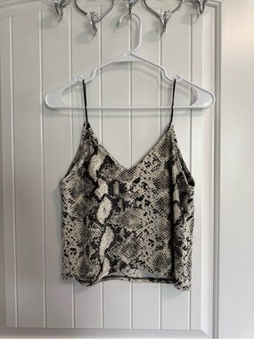 Snake Print Spaghetti Strap Cami - Black & Cream